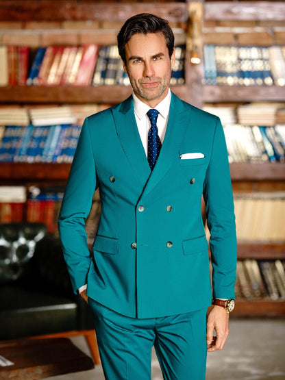 Green Double Breasted Suit 2-Piece VIOSSI