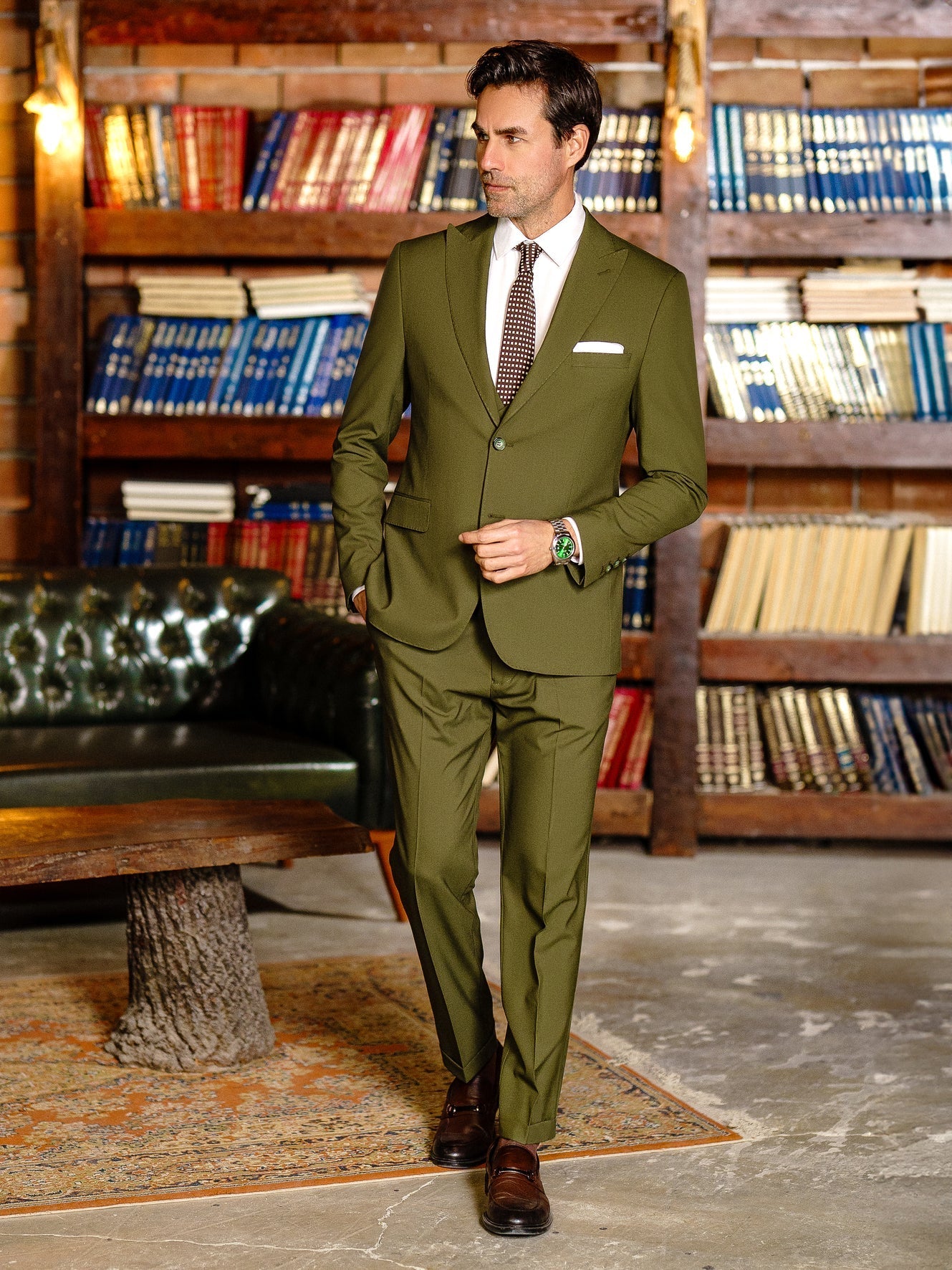 Khaki Modern-Fit Suit 3-Piece VIOSSI