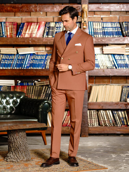 Brown Double Breasted Suit 2-Piece VIOSSI