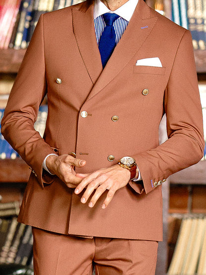 Brown Double Breasted Suit 2-Piece VIOSSI