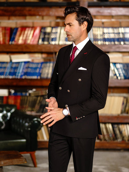 Black Double Breasted Suit 2-Piece VIOSSI