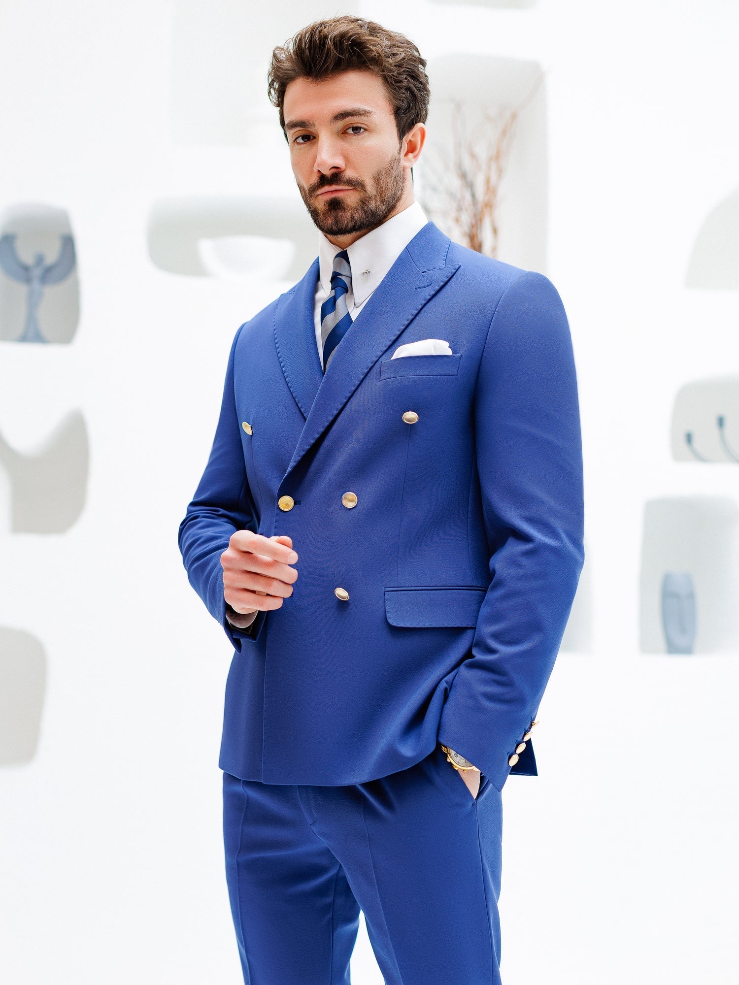 Navy Double Breasted Suit 2-Piece VIOSSI