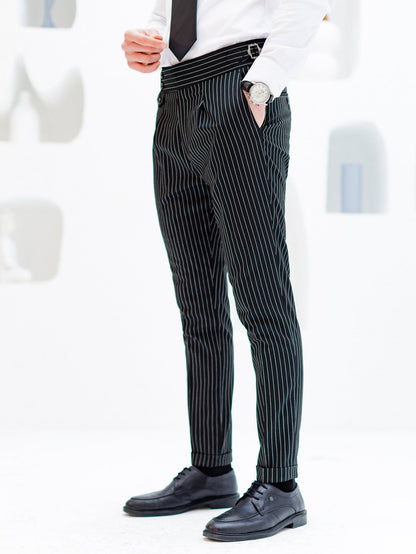 Black Striped Double Breasted Suit 2-Piece VIOSSI
