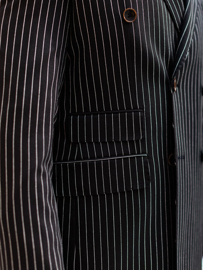 Black Striped Double Breasted Suit 2-Piece VIOSSI