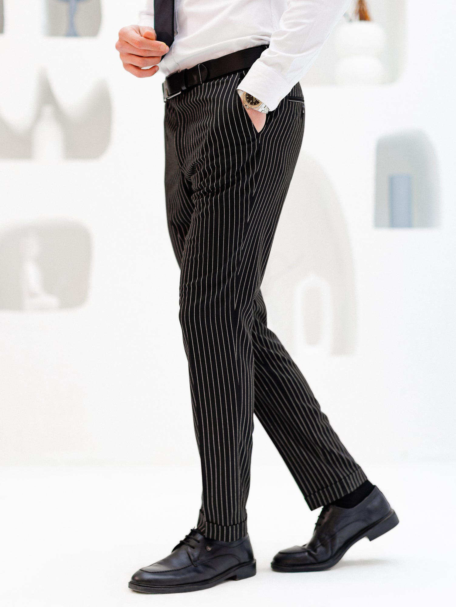 Black Striped Slim-Fit Suit 3-Piece VIOSSI