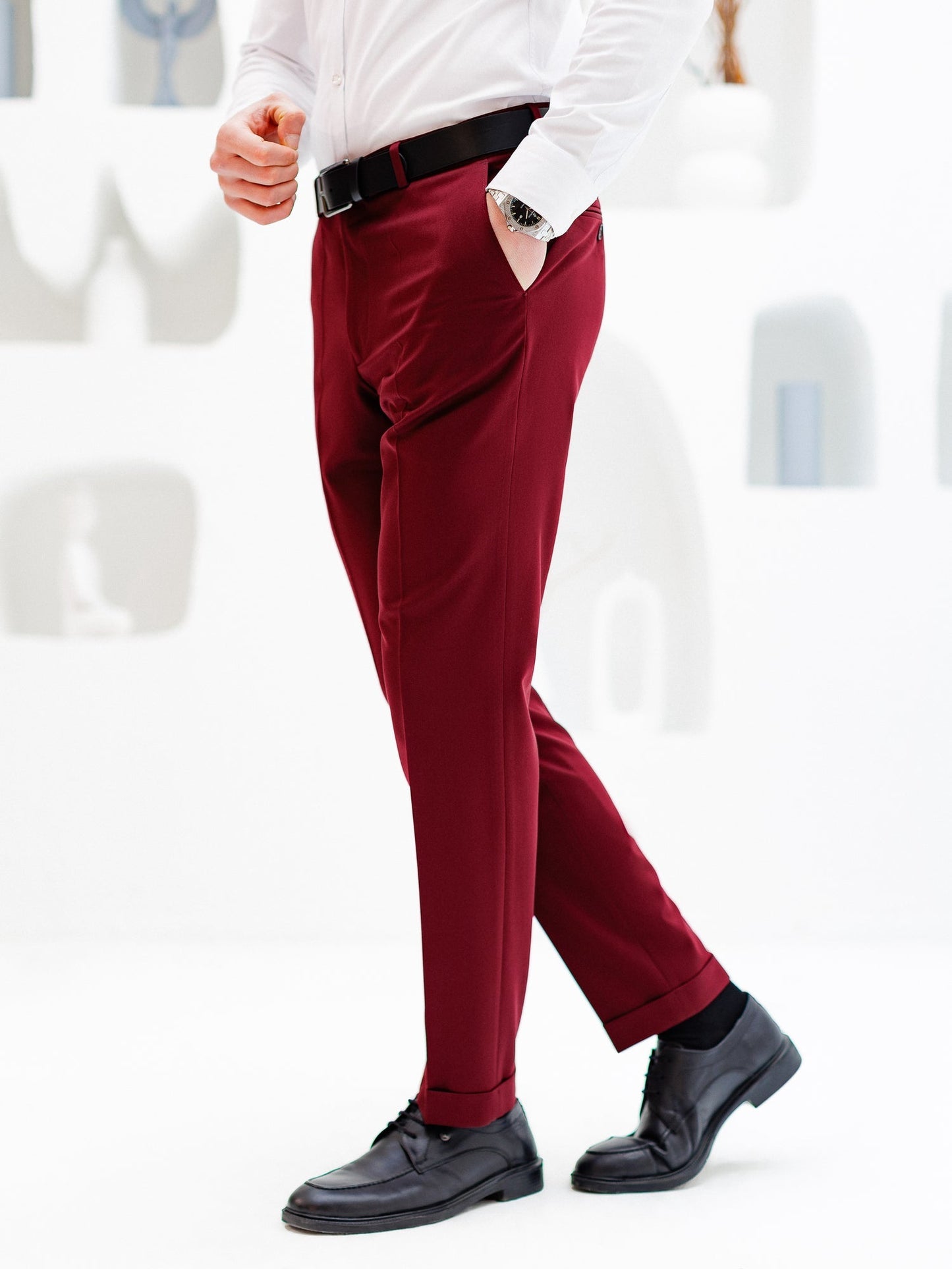 Bordeaux Mid Waist Slim-Fit Pants VIOSSI