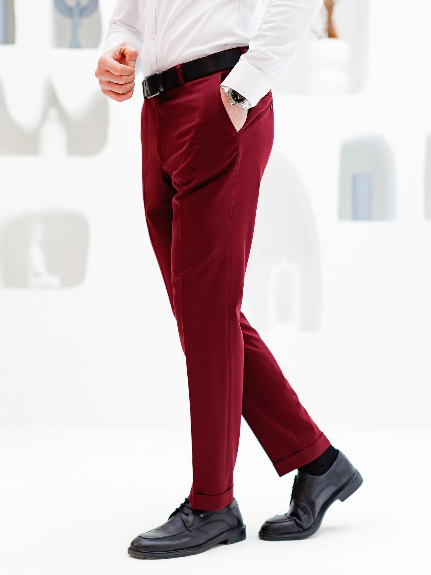 Bordeaux Mid Waist Slim-Fit Pants VIOSSI