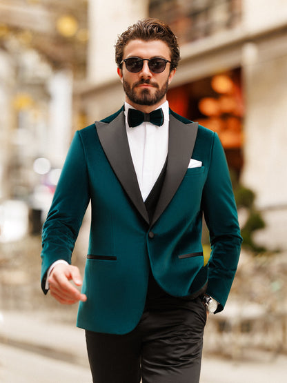 Emerald Velvet Slim-Fit Tuxedo 3-Piece - BRABION