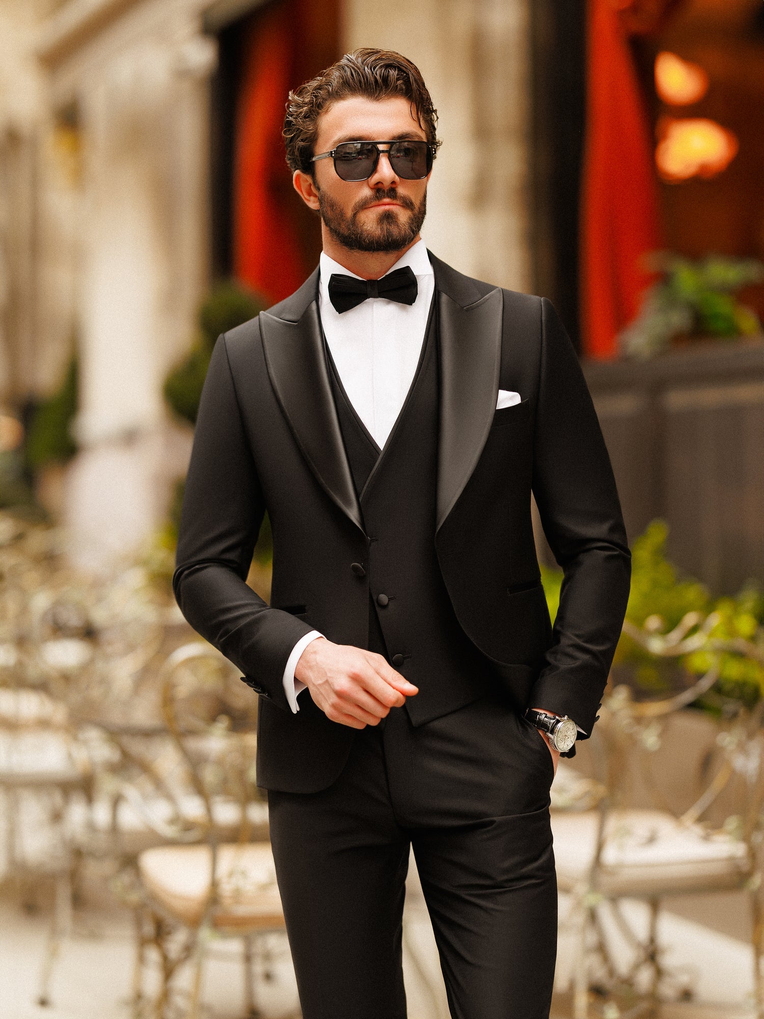 Black Slim-Fit Tuxedo 3-Piece - BRABION