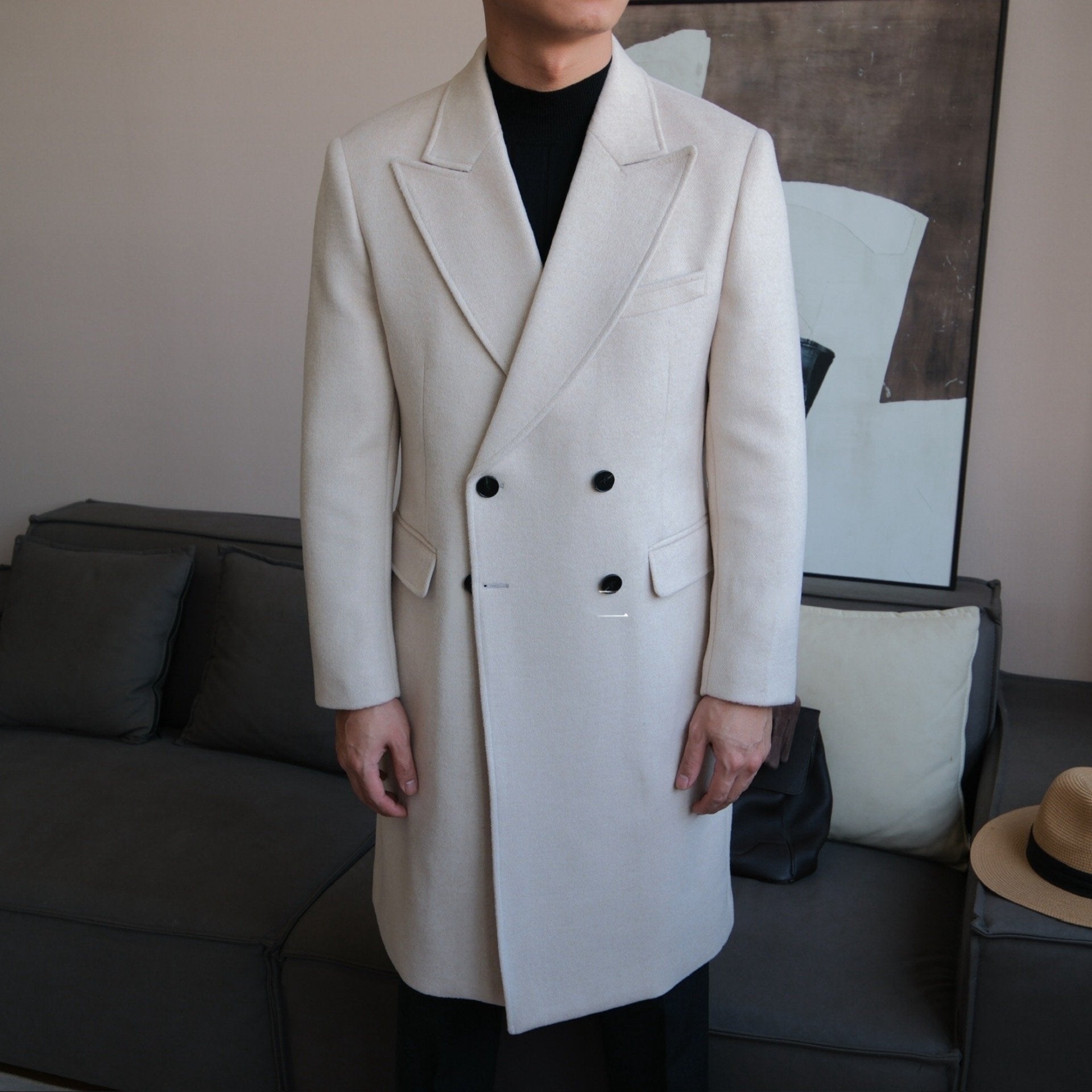Chesterfield Wool Double-Breasted Overcoat - BRABION