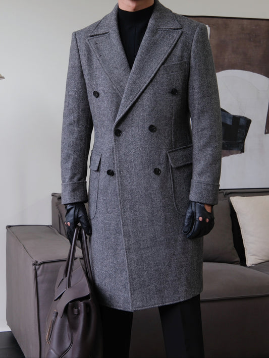 Wool Double-Breasted President Overcoat - BRABION