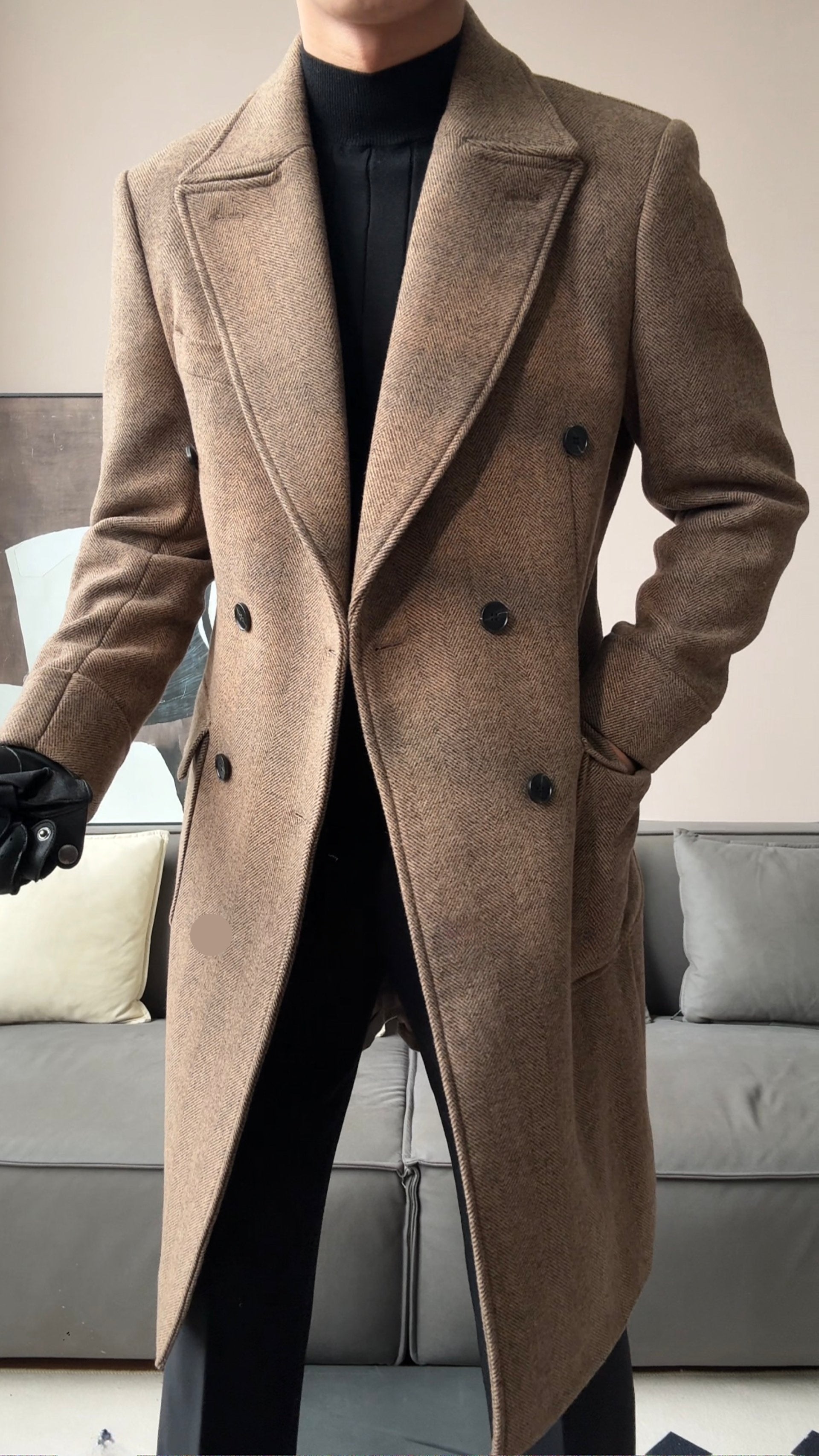 Wool Double-Breasted President Overcoat - BRABION