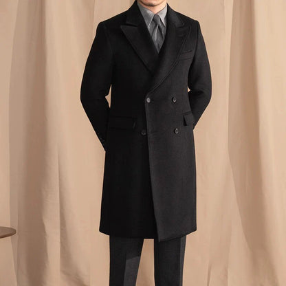 Men’s Black Wool Overcoat - BRABION