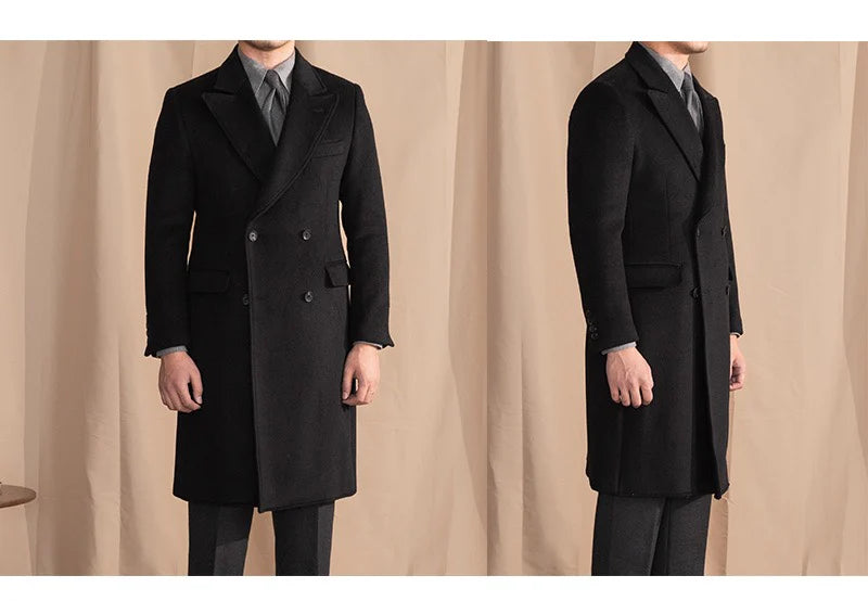 Men’s Black Wool Overcoat - BRABION