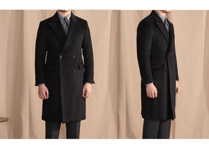 Men’s Black Wool Overcoat - BRABION