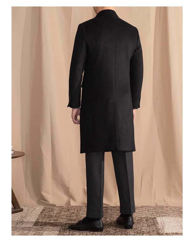 Men’s Black Wool Overcoat - BRABION
