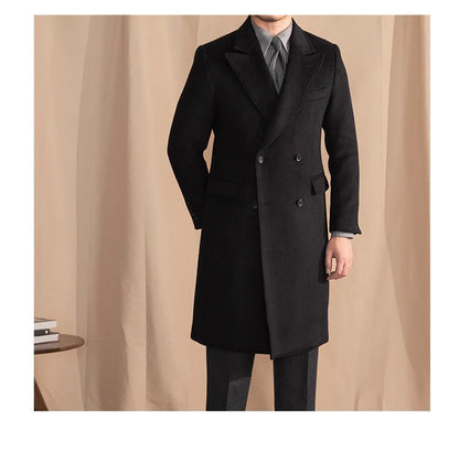 Men’s Black Wool Overcoat - BRABION