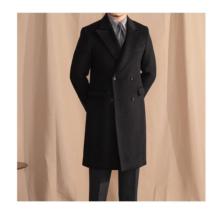 Men’s Black Wool Overcoat - BRABION