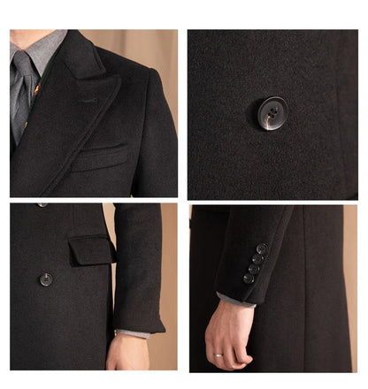 Men’s Black Wool Overcoat - BRABION