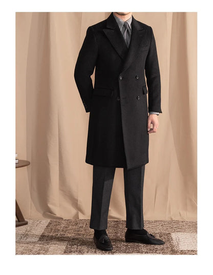 Men’s Black Wool Overcoat - BRABION