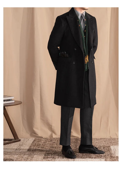 Men’s Black Wool Overcoat - BRABION