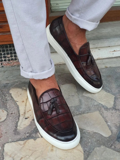 Monteri Brown Tassel Loafers - Sophisticated Leather Footwear - BRABION