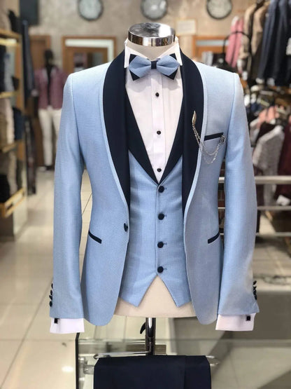 Slim-Fit Tuxedo Suit in Blue – Timeless Elegance for Every Occasion - BRABION