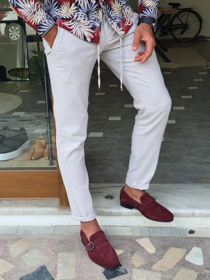 Henderson Claret Red Suede Buckle Loafers - BRABION