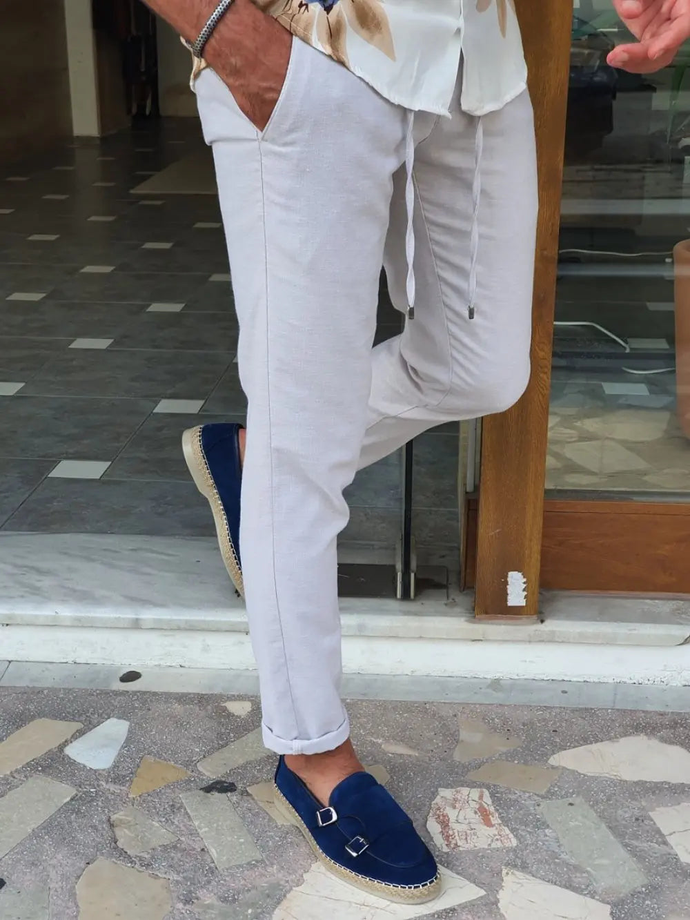 Kurni Blue Double Buckled Suede Leather Shoes - BRABION
