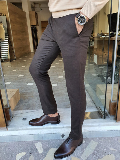 Sarpa Brown Slim Fit Pants - Versatile and Comfortable - BRABION