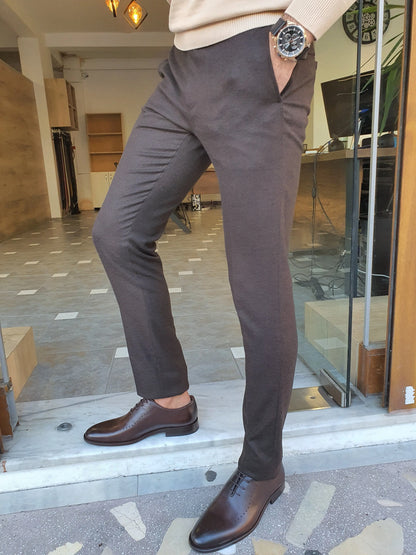 Sarpa Brown Slim Fit Pants - Versatile and Comfortable - BRABION