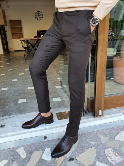 Sarpa Brown Slim Fit Pants - Versatile and Comfortable - BRABION