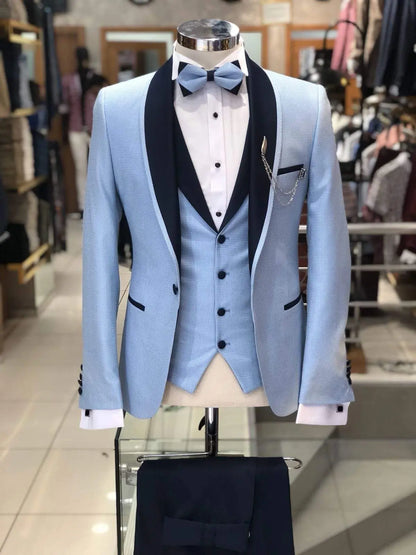 Slim-Fit Tuxedo Suit in Blue – Timeless Elegance for Every Occasion - BRABION