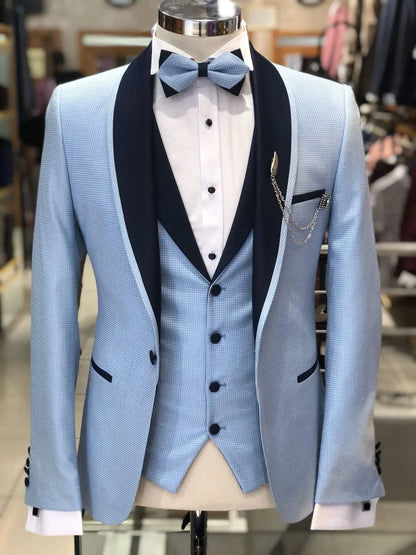 Slim-Fit Tuxedo Suit in Blue – Timeless Elegance for Every Occasion - BRABION