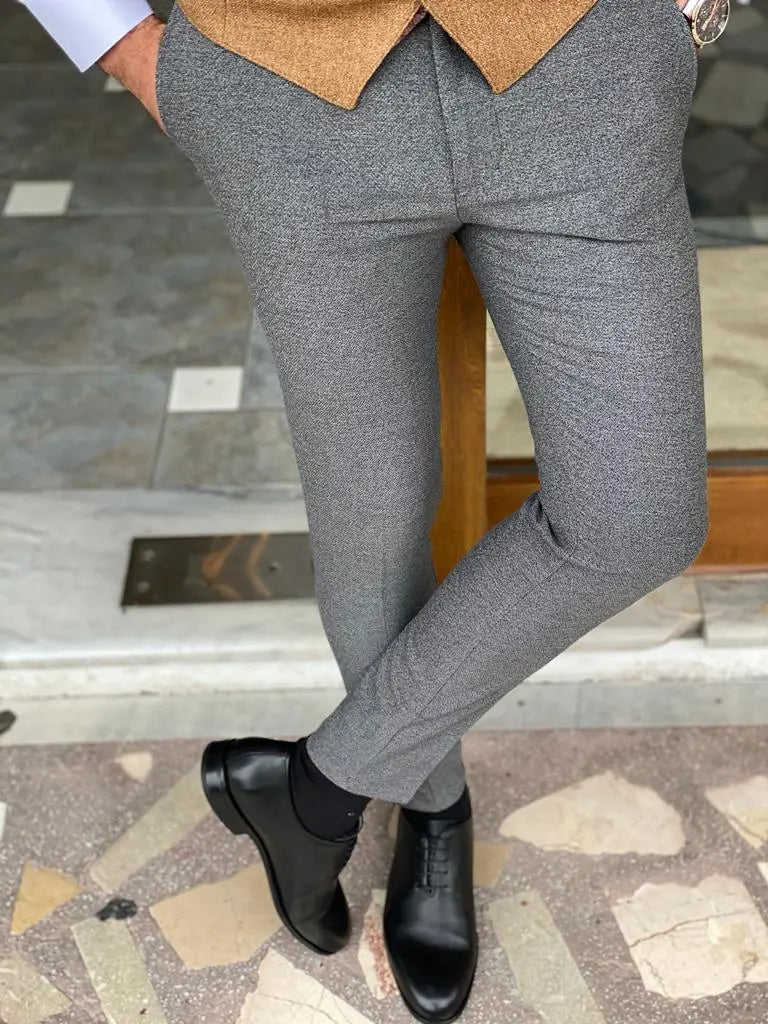 Wilson Gray Slim Fit Wool Pants - Elegant Versatility for Every Occasion - BRABION