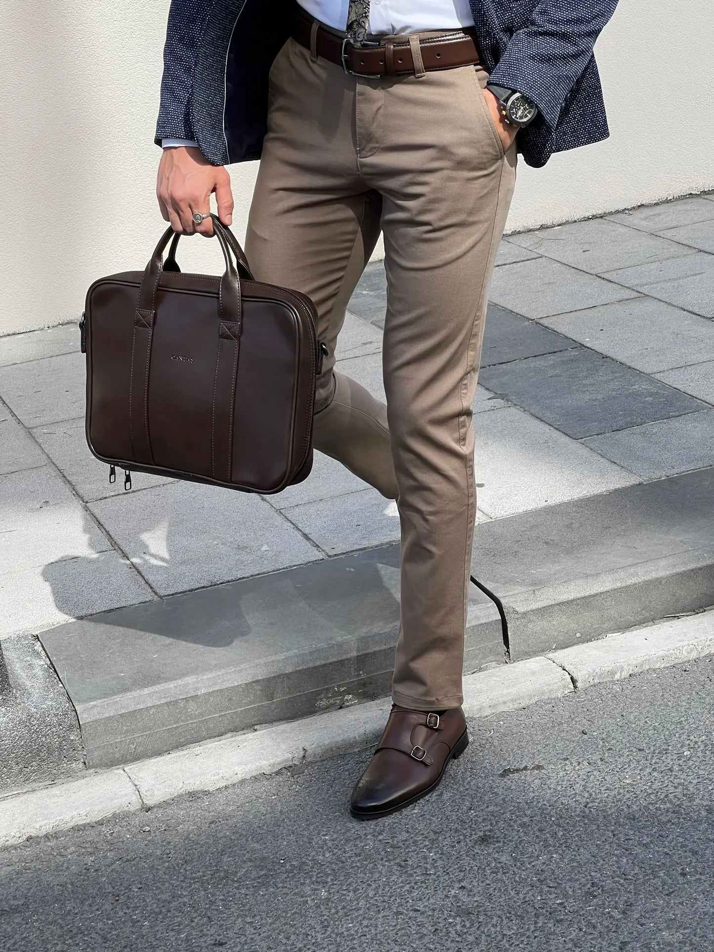 Giorgio Slim Fit Cotton Mink Pants - Versatile Elegance for Every Occasion - BRABION