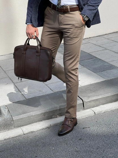 Giorgio Slim Fit Cotton Mink Pants - Versatile Elegance for Every Occasion - BRABION