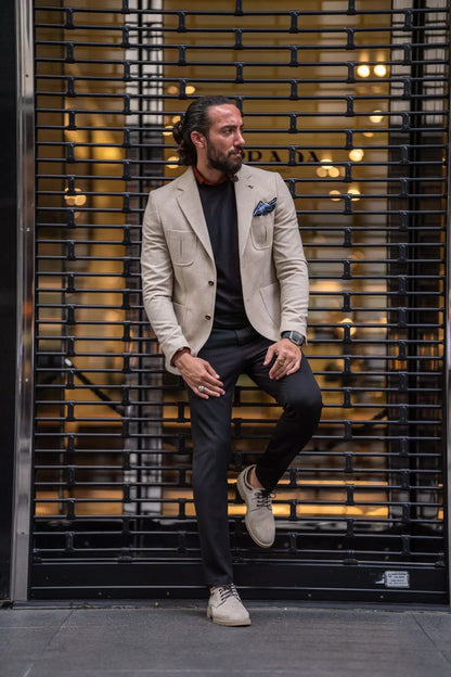 Mateo Beige Slim Fit Blazer - Elevate Your Wardrobe with Versatile Style - BRABION