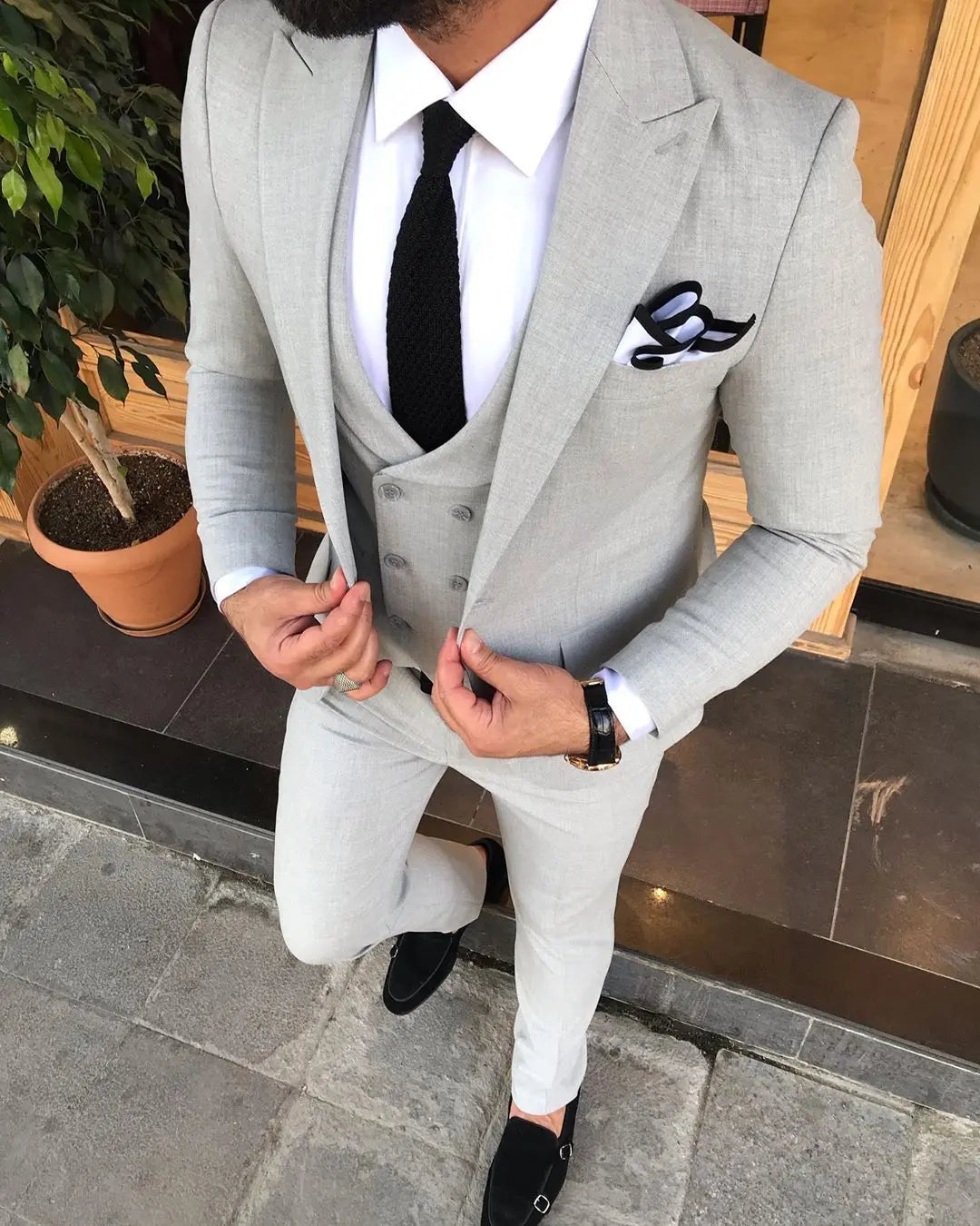 Davis Gray Slim-Fit Suit: Timeless Elegance for Every Occasion brabion