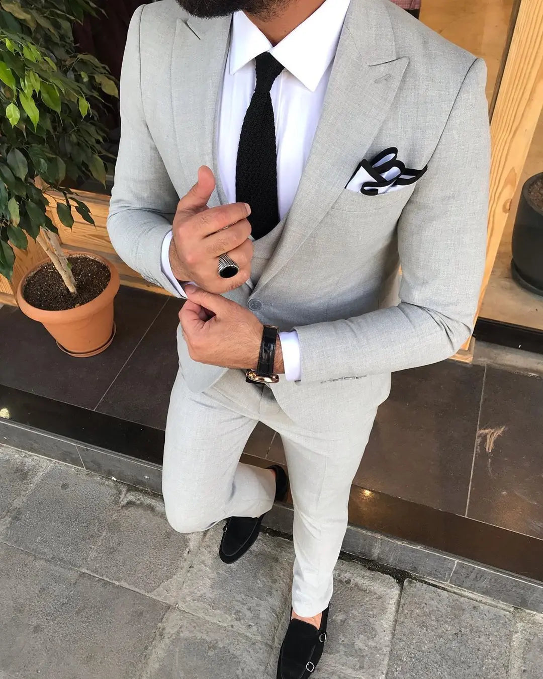 Davis Gray Slim-Fit Suit: Timeless Elegance for Every Occasion brabion