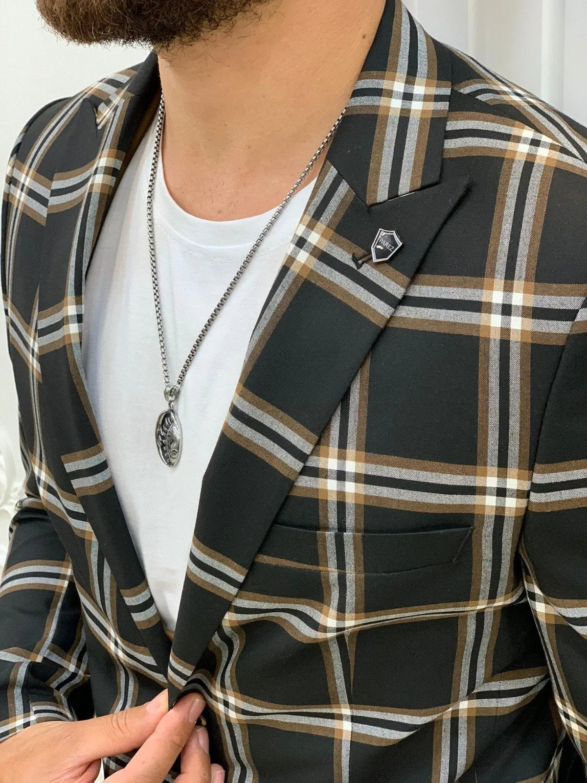 Areni Black Plaid Slim Fit Suit - BRABION