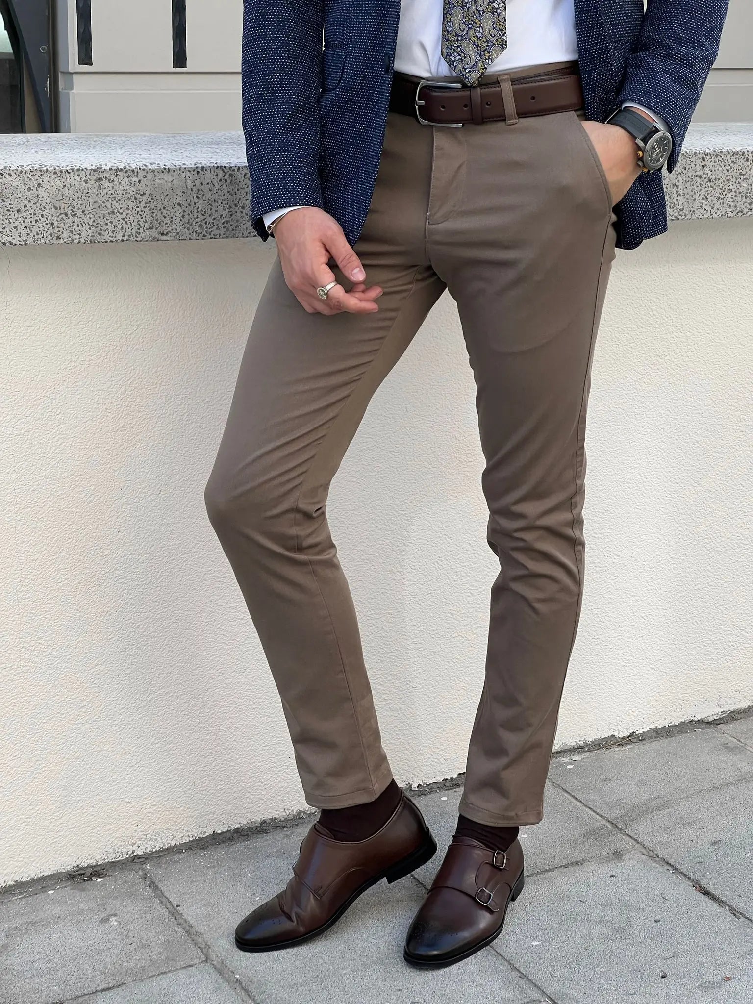 Giorgio Slim Fit Cotton Mink Pants - Versatile Elegance for Every Occasion - BRABION
