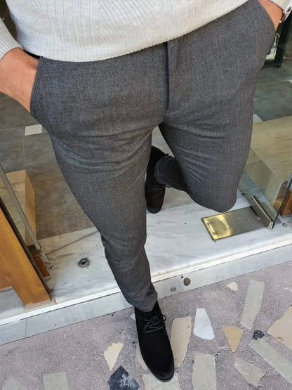 Paruri Black Slim Fit Cotton Pants - BRABION