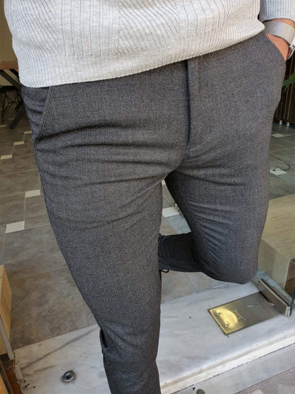 Paruri Black Slim Fit Cotton Pants - BRABION