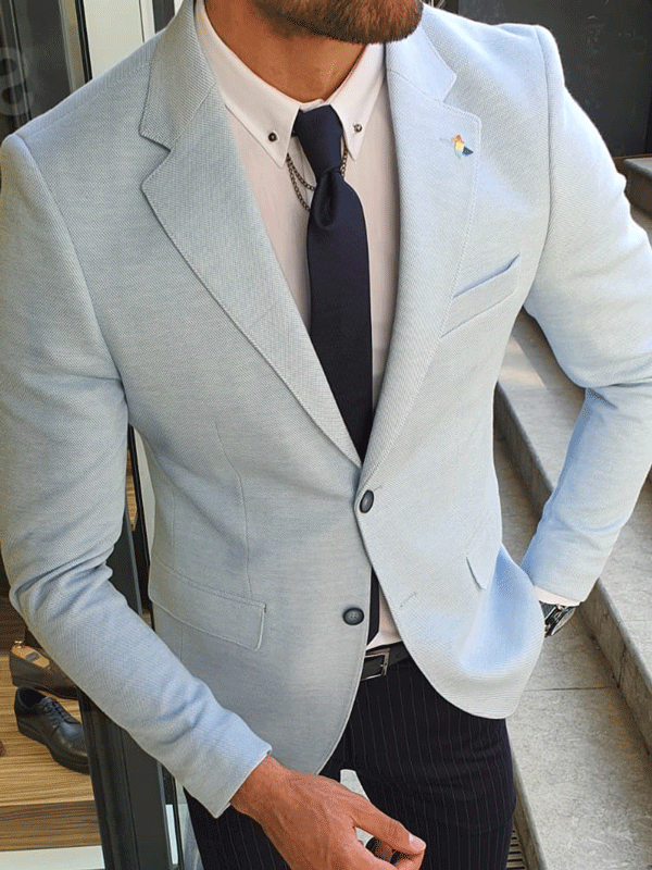 Bellingham Sky Blue Slim Fit Blazer - BRABION
