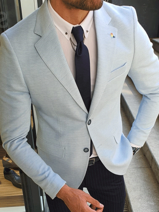 Bellingham Sky Blue Slim Fit Blazer - BRABION