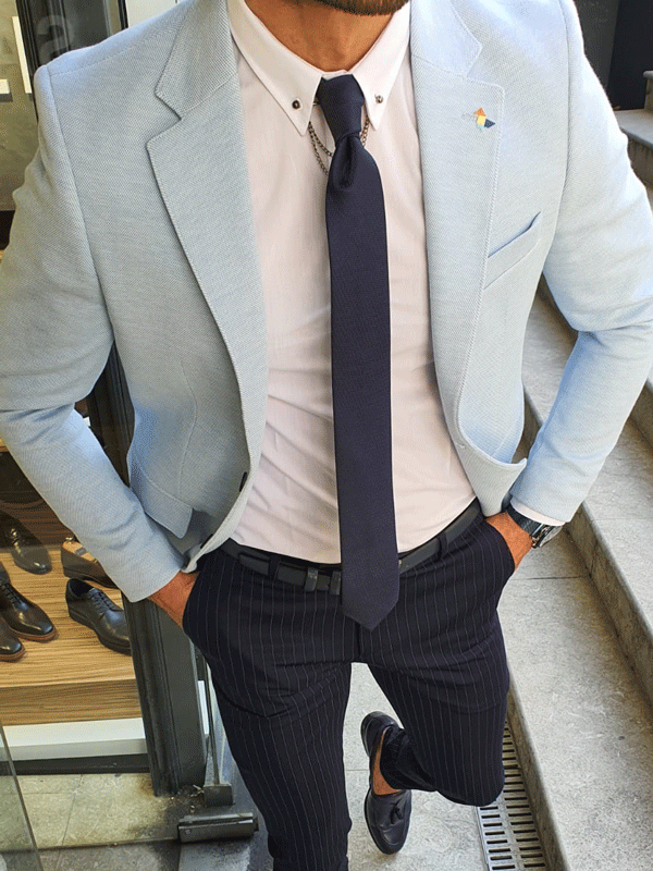 Bellingham Sky Blue Slim Fit Blazer - BRABION