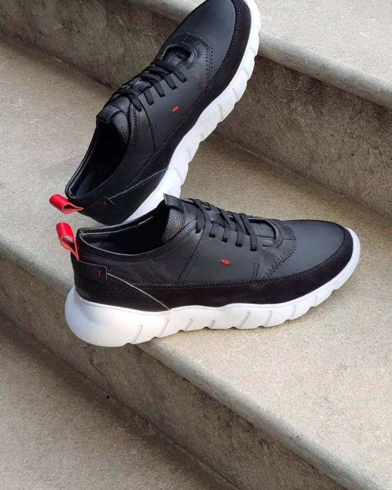 Custer Black Mid-Top Sneakers: Sophisticated Style Meets Ultimate Comfort - BRABION