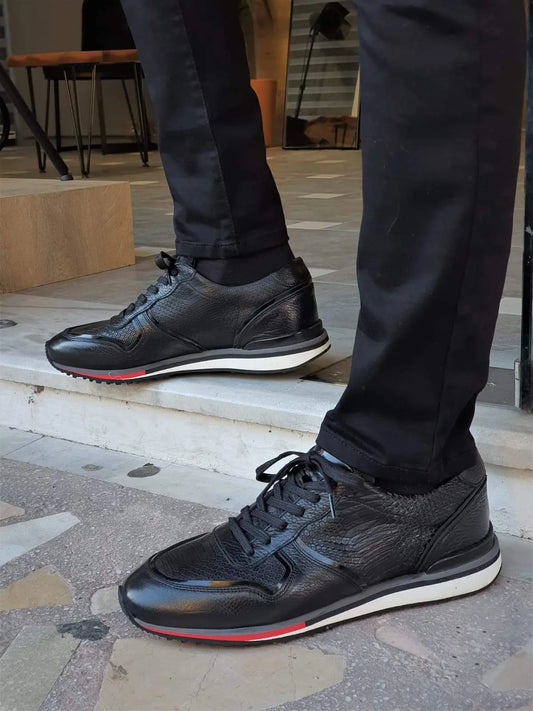 Elko Black Low-Top Sneakers – Elegant Comfort for Every Occasion - BRABION