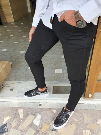 Mantova Black Slim Fit Jeans - Versatile Men's Essential - BRABION